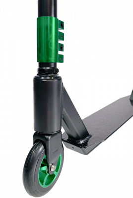 Самокат трюковой HD-S2005 (4) (колёса 110 мм, алюм. 
обод, стальной Y-руль) (black+green/ чёрно-зеленый) - Цвет черно-зеленый - Картинка #2
