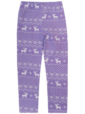 Леггинсы "Зимний узор" с оленями - Размер 116 - Цвет фиолетовый - Картинка #3