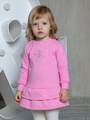 Платье "Базовый ассортимент" с котиком - Размер 74 - Цвет розовый - Картинка #1