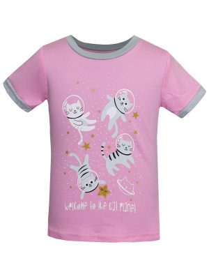Пижама-футболка с кошками - Размер 128 - Цвет розовый - Картинка #2